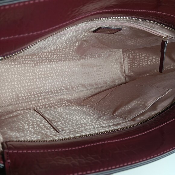 Kate Spade Croc Embossed Bristol Drive Elissa Maroon Leather Tote Bag - Picture 11 of 13
